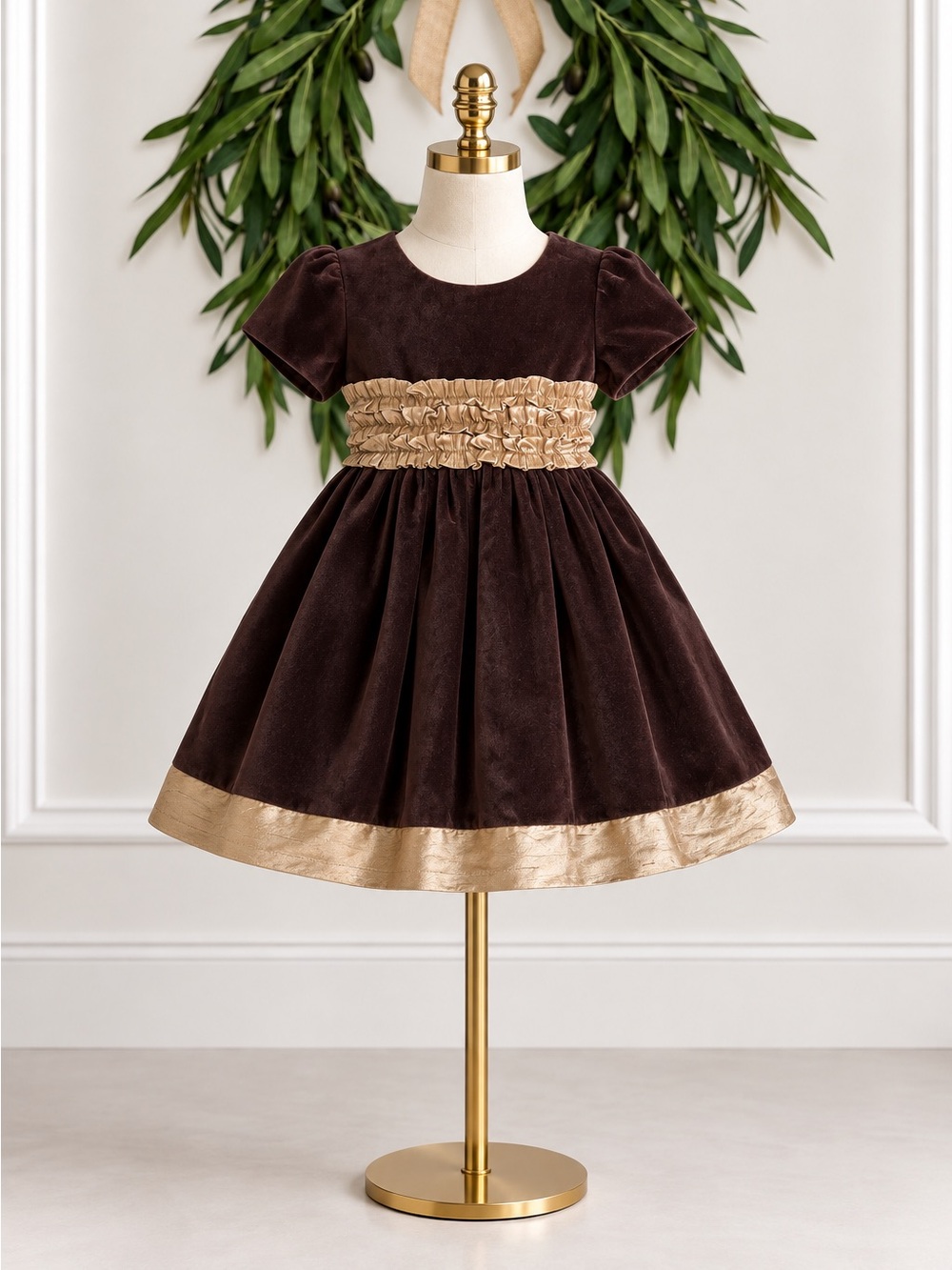 Luli & Me Formal Party Dress Brown Velvet NWT Size 6 Princess Fairy Dressy Prep